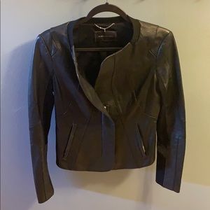 Black leather BCBG motorcycle jacket